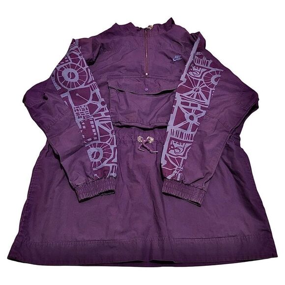 Vintage 80s Nike purple Aztec windbreaker pullover poncho jacket men’s women’s L - Picture 1 of 8